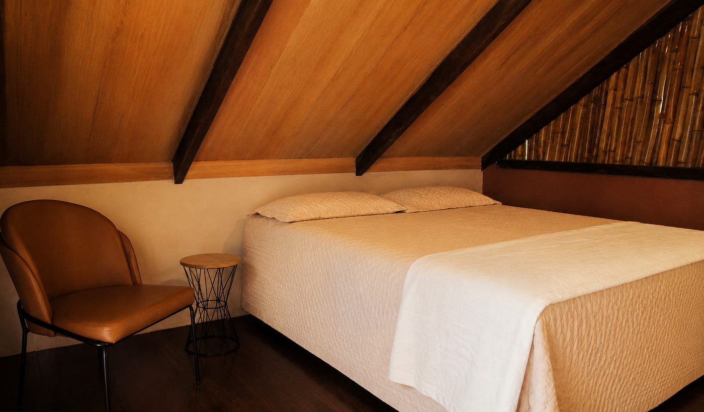 Cama queen, no piso de cima